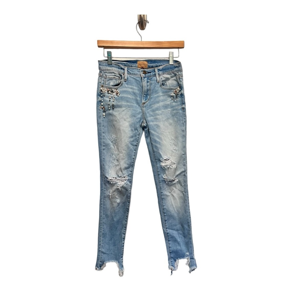 Driftwood Jackie Pearl And Bling Bead Destroyed Ankle Jeans 25